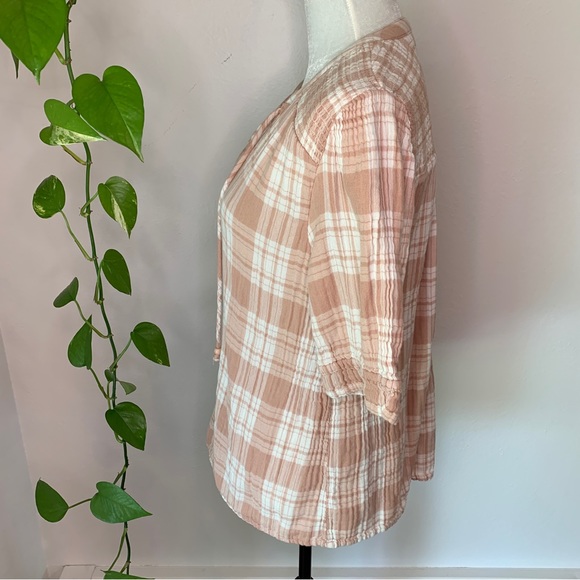 Sundance Pink Plaid Elsie Gauze Top Size L - Picture 4 of 10